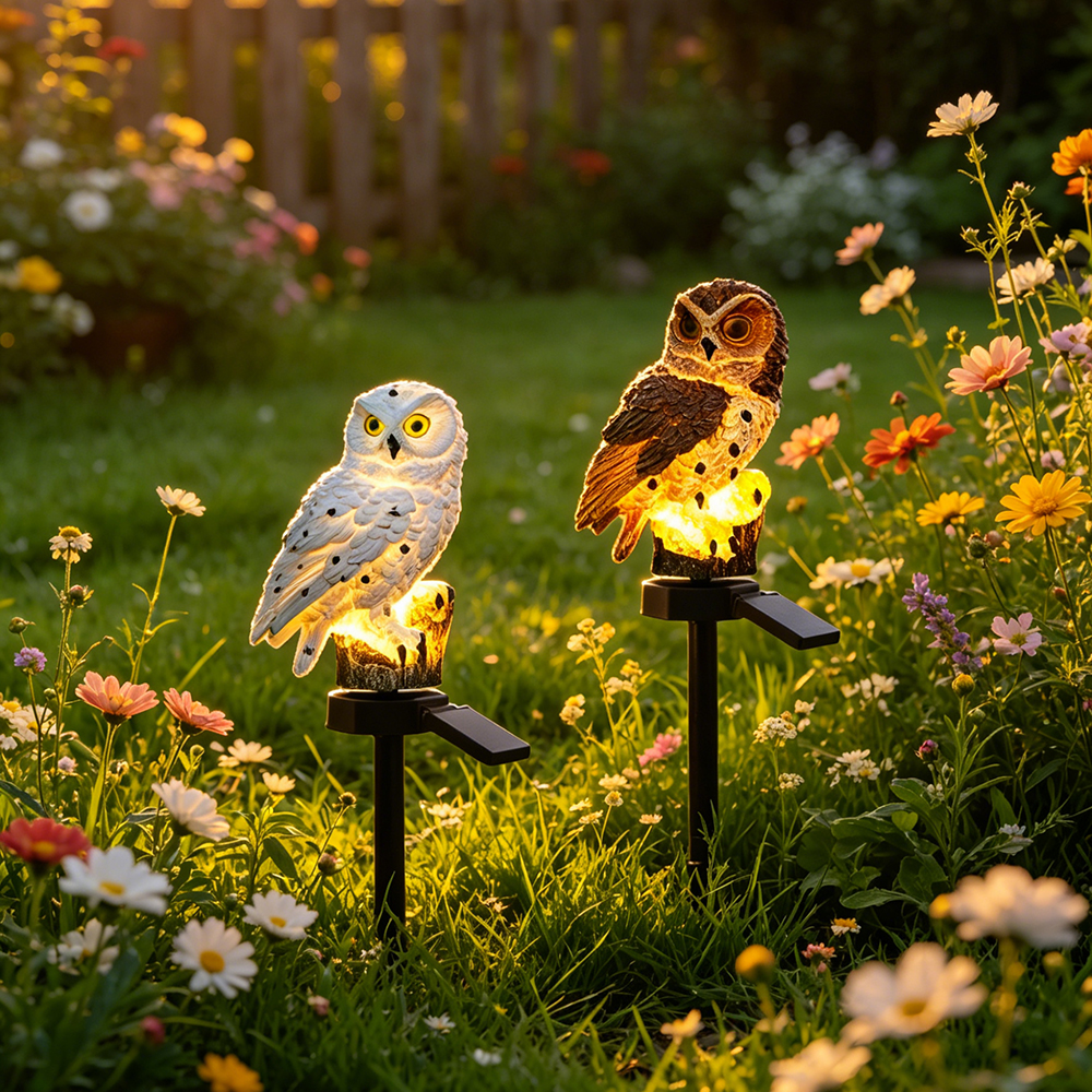 Outdoor Lighting For Patio - Owl Solar Light, Resin Owl Ground