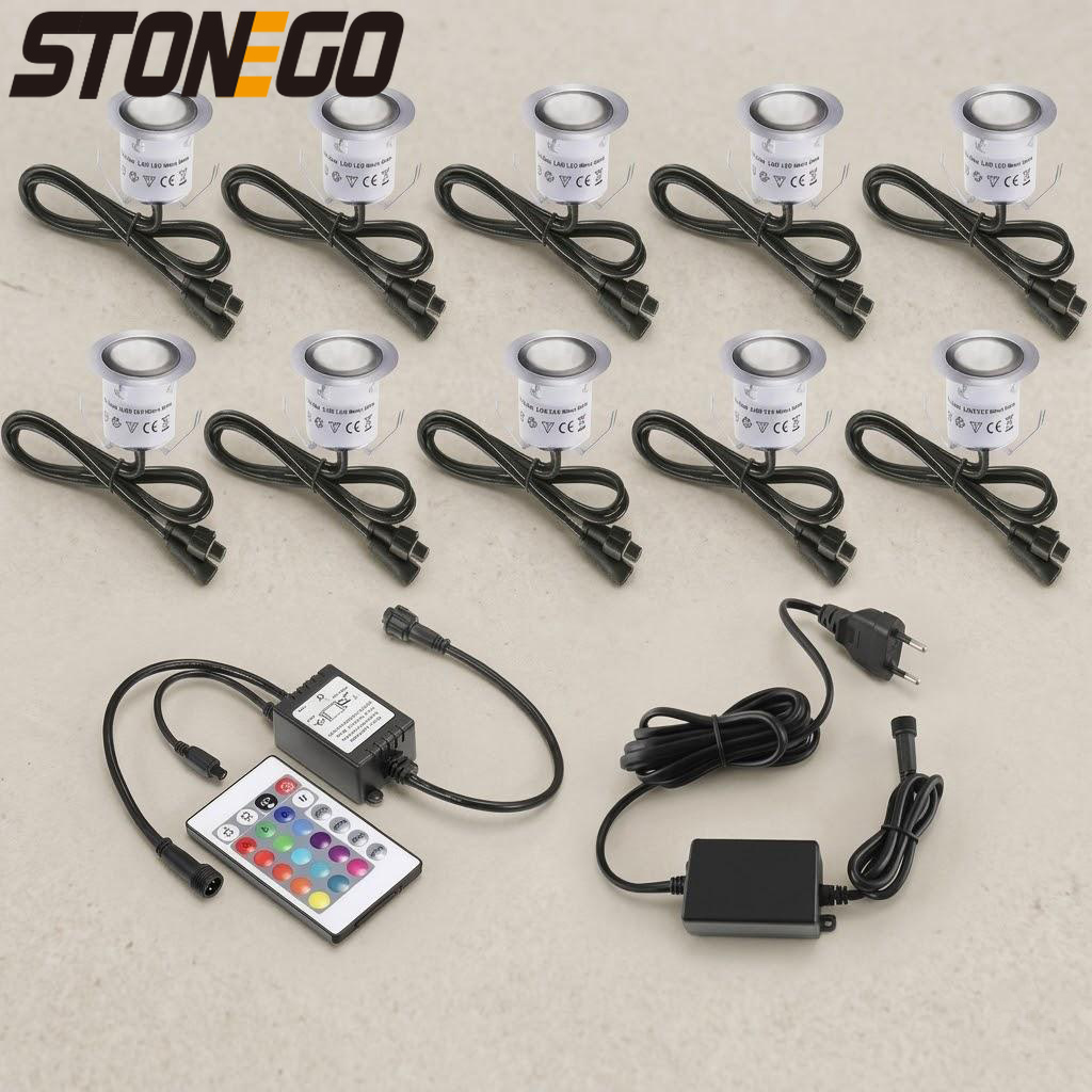 Outdoor Lighting Ground Fixtures - 32mm RGBW LED Recessed Deck Lights