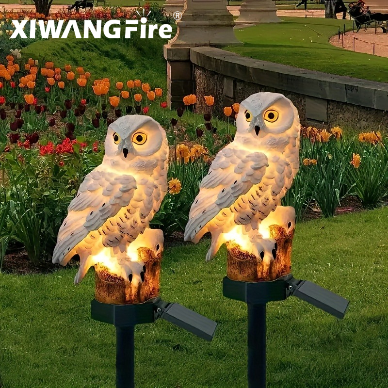 Outdoor Lighting Led Fixtures - Solar Owl Statue Garden Light LED