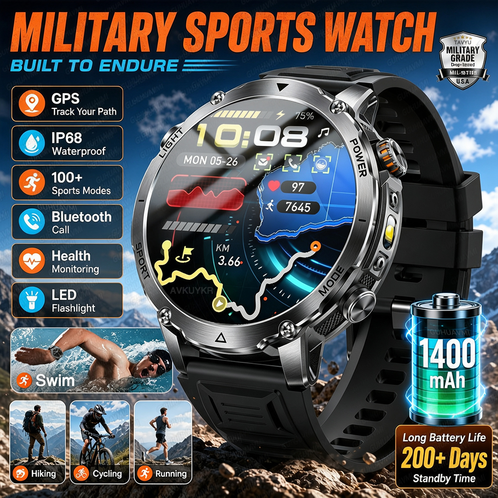 Outdoor Lighting Zones - 1400mAh GPS Smart Watch Men 200+Days