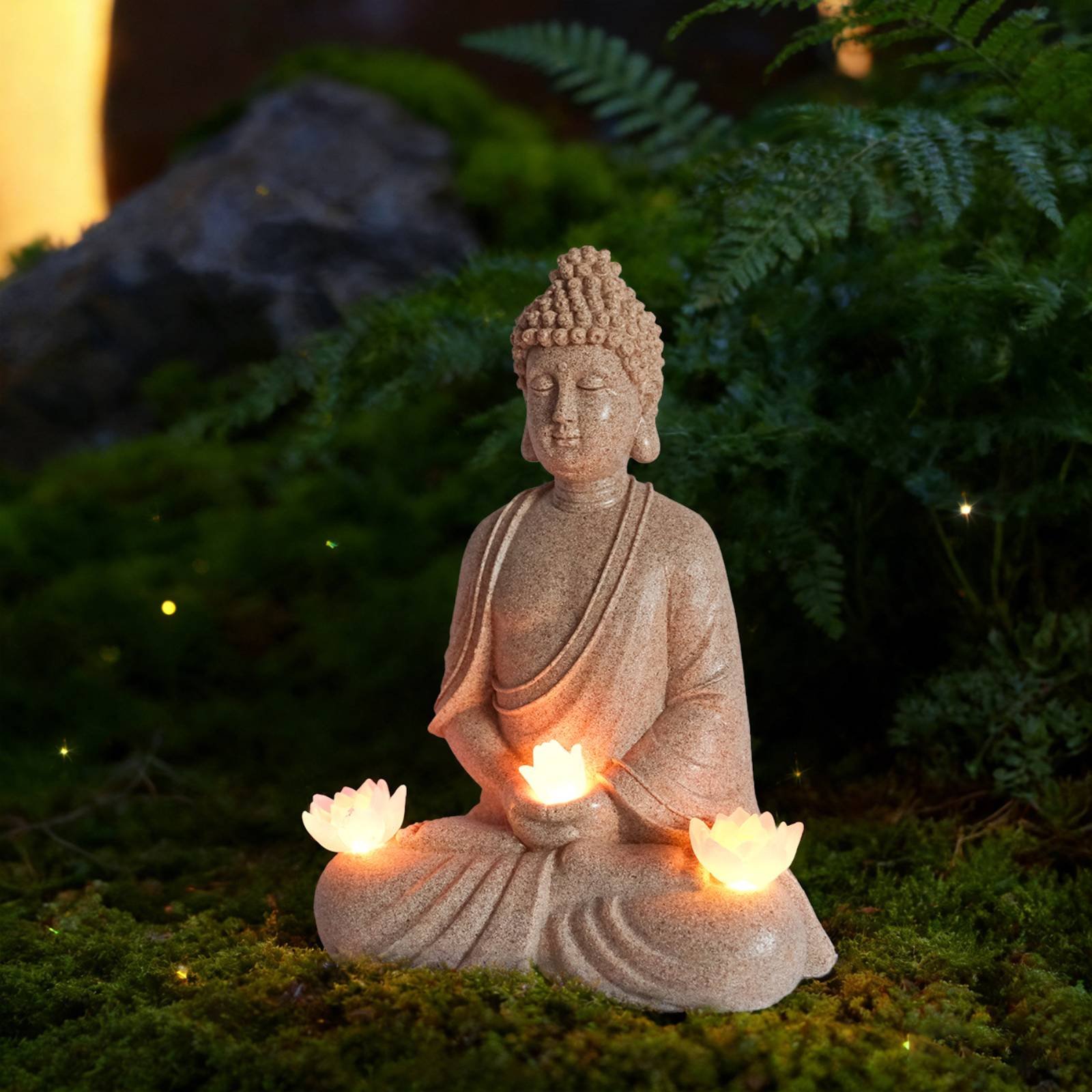 Solar Buddha Statue Outdoor Sa - огляд і ціна Outdoor Lighting For Patio