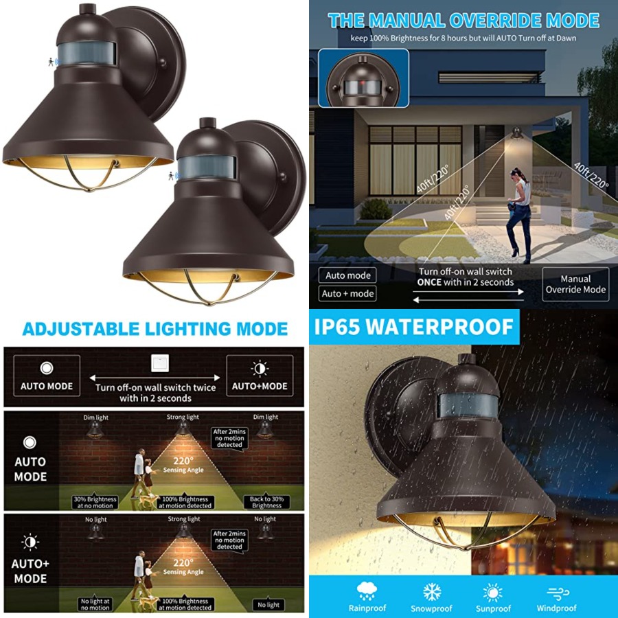 2 Pack Motion Sensor Outdoor L - огляд і ціна Outdoor Lighting Led Fixtures