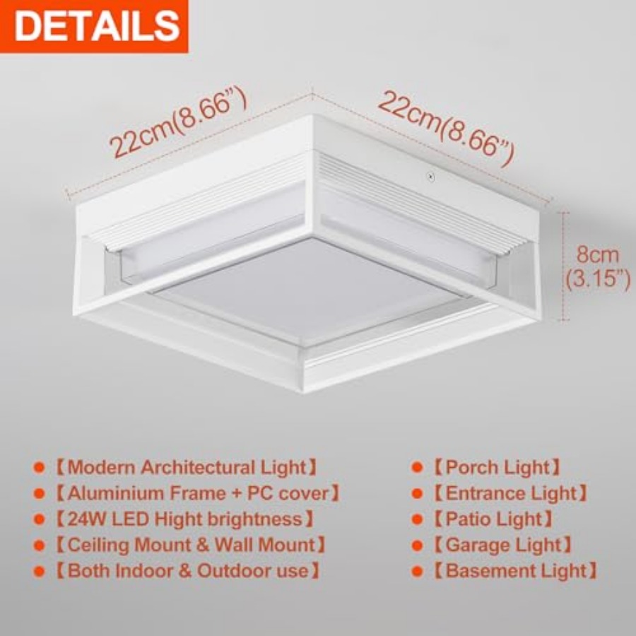 White Square Flush Mount Outdo - огляд і ціна Outdoor Lighting For Patio