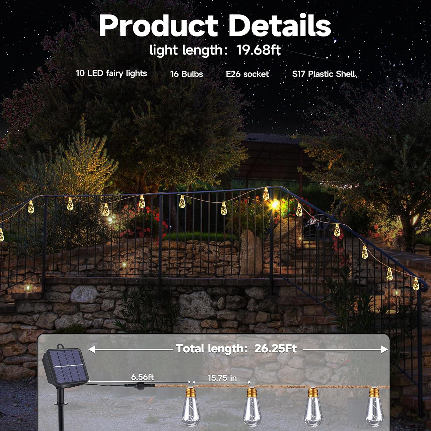 Solar Outdoor String Lights 20 - огляд і ціна Outdoor Lighting For Patio